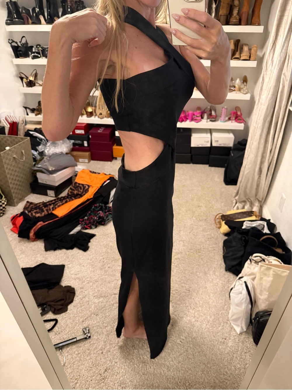 Vici Black Crisscross Cutout Halter Maxi Dress - Picture 4 of 6